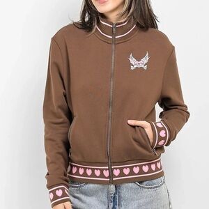 Empyrean bria Hearts Brown Zip Sweatshirt Women XL